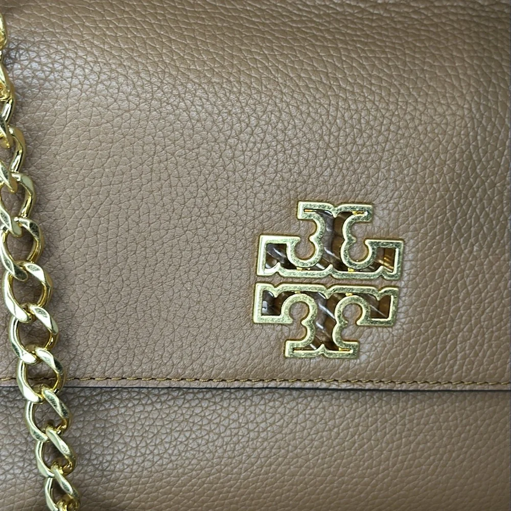 Tory Burch Britten Flap Shoulder Bag— Bark/209 - Picture 7 of 14